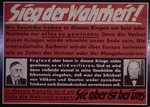 Nazi propaganda poster entitled, "Sieg der Wahrheit,"  issued by the "Parole der Woche," a wall newspaper (Wandzeitung) published by the National Socialist Party propaganda office in Munich.