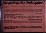 Nazi propaganda poster entitled, "Wer anderen eine Grube grabt," issued by the "Parole der Woche," a wall newspaper (Wandzeitung) published by the National Socialist Party propaganda office in Munich.