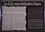 Nazi propaganda poster entitled, "Im Falle eines britischen Sieges.." issued by the "Parole der Woche," a wall newspaper (Wandzeitung) published by the National Socialist Party propaganda office in Munich.