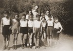 Group portrait of Jewish children who are members of the Hakoach sports club in Essen.