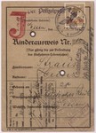 The front of a children's identification card stamped with a "J" for "Jude," issued to Heinz Straus on December 6, 1938, which allowed him to emigrate with his family to the United States.