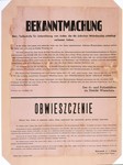 Handbill in German and Polish issued by the SS and Police leader in the Warsaw district announcing the death penalty for those who assist Jews who have left the ghetto without authorization.