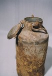 One of the two milk cans in which portions of the Ringelblum Oneg Shabbat archives were hidden and buried in the Warsaw ghetto.
