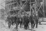 Reichsfuehrer SS Heinrich Himmler tours the Monowitz-Buna building site in the company of SS officers and IG Farben engineers.