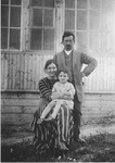 Portrait of Mark Maggid with his wife Maria and their oldest son Sasha, at their dacha in the village of Strelna, a suburb of St.