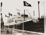 The U.S. motorship St. Louis, docked in Hamburg before the 11th Summer Olympic Games.