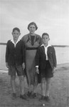 Debora Nurock poses with her two sons, Zwi Baruch and Eli in Riga.