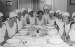 Group portrait of Jewish women in a cooking school in Vienna.