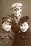 Portrait of the donor's uncles and aunt. Pictured above is Shmuel Kaplan; below are Moshe and Nehama Kaplan.