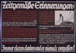 Nazi propaganda poster entitled, "Zeitgemabe Erinnerungen,"  issued by the "Parole der Woche," a wall newspaper (Wandzeitung) published by the National Socialist Party propaganda office in Munich.