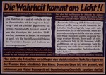 Nazi propaganda poster entitled, "Die Wahrheit kommt an Licht," issued by the "Parole der Woche," a wall newspaper (Wandzeitung) published by the National Socialist Party propaganda office in Munich.