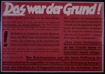Nazi propaganda poster entitled, "Das war der Grund," issued by the "Parole der Woche," a wall newspaper (Wandzeitung) published by the National Socialist Party propaganda office in Munich.