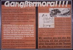 Nazi propaganda poster entitled, "Gangstermoral!", issued by the "Parole der Woche," a wall newspaper (Wandzeitung) published by the National Socialist Party propaganda office in Munich.
