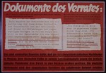 Nazi propaganda poster entitled, "Dokumente des Verrats," issued by the "Parole der Woche," a wall newspaper (Wandzeitung) published by the National Socialist Party propaganda office in Munich.