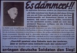 Nazi propaganda poster entitled, "Es dammert!!" issued by the "Parole der Woche," a wall newspaper (Wandzeitung) published by the National Socialist Party propaganda office in Munich.
