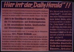 Nazi propaganda poster entitled, "Hier irrt der 'Daily Herald'!!" issued by the "Parole der Woche," a wall newspaper (Wandzeitung) published by the National Socialist Party propaganda office in Munich.