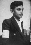 Portrait of thirteen-year-old Bernard Mayer in the Drohobycz ghetto.