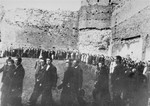 Jews from the Ciechanow ghetto are assembled in a fortress.