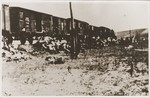 Corpses are removed from the Iasi death train during a stop on the journey.