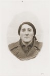 ID photo of Frumet Silbiger taken in the Nowy Sacz ghetto.