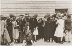 Jews wait in line [at a soup kitchen] in the Lodz ghetto.