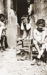 Jewish refugee children from the Château de Chabannes OSE (Oeuvre de secours aux Enfants) children's home, dry themselves after their weekly shower.