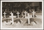 Large crosses mark the graves of prisoners from the Woebbelin concentration camp who were buried on the palace grounds of the Archduke of Mecklenburg in Ludwigslust.