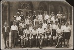 Group portrait of students in the sixth form of the Carlebachschule, a school that was established for Jewish children, when they were no longer permitted to attend public schools in Leipzig.