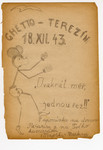 Page from a children's memory book written in Terezin with a picture of Mickey Mouse.