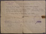Letter written on the back of a piece of letterhead from Oskar Schindler's Emaila enamelworks factory in Krakow.