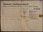 Letterhead of Oskar Schindler's Emaila enamelworks factory in Krakow.