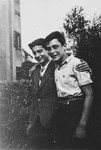 Werner Rindsberg and his friend, Walter Strauss, pose together outside the children's home in Seyre.