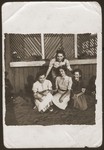 Four girls who are members of the Hanoar Hatzioni Zionist youth movement in the Sosnowiec ghetto.