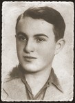Studio portrait of Tzvi Dunski, a Jewish youth in the Sosnowiec ghetto.