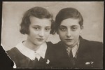 Portrait of two Jewish siblings in the Srodula ghetto in Sosnowiec, Poland.