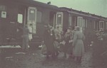 Arrival of Jews [probably from Central Europe] to the Lodz ghetto.