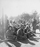 Female survivors of Bergen-Belsen cheerfully greeting their British liberators.