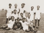 A sports team comprised of Jewish youth from the Kladovo transport.