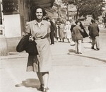 Lore Gotthelf walking down a street in Birmingham.