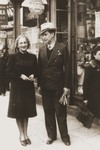 Lotte Gottfried and Willy Schwartz on the Herrngasse, a commercial street in Czernowitz.