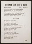 Song sheet for the Yiddish song "Es Bengt Zich Nuch A Hajm" (We Long for a Home) performed by The Happy Boys jazz band, which toured the displaced persons camps throughout Germany from 1945 to 1949.