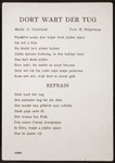 Song sheet for the Yiddish song "Dort Wart Der Tug" (There Awaits the Day) performed by The Happy Boys jazz band, which toured the displaced persons camps throughout Germany from 1945 to 1949.