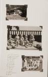 Album page bearing photographs of toddlers and nurses at the Kloster-Indersdorf children's home.