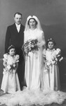 Sarah and Naftali Berger, with their nieces Betty Rich and Margot Baum, shortly after the couple's wedding ceremony.