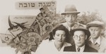 Personalized Jewish New Year's card with a portrait of the Appelbaum family in the Gabersee displaced persons camp.