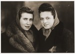 Portrait of two young women in the Dabrowa ghetto.