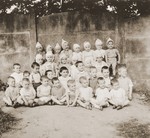 Group portrait of children at the La Pouponniere children's home in Belgium.