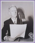 James G. McDonald delivers a radio broadcast as a new analyst for the NBC Blue Network.
