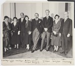 Group portrait of members of the board of the Foreign Policy Association of New York with Italian government official, Dino Grandi and his wife.