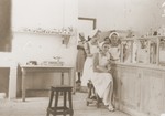 Nurses in the "laboratory" of the Recebedou camp infirmary.